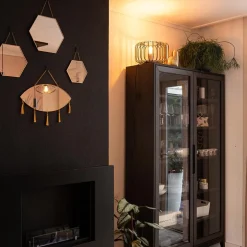 Moderne tafellamp zwart met brons