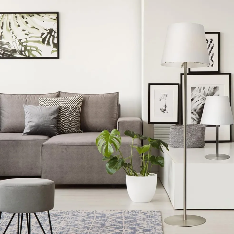 Moderne vloerlamp Calabro nikkel glas