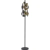 Moderne vloerlamp grijs/goud met amber glas