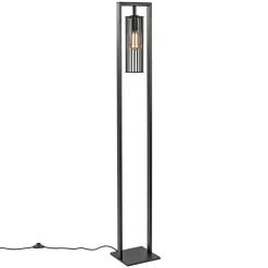 Moderne vloerlamp mat zwart metaal