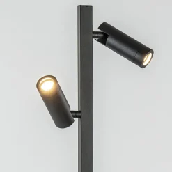Moderne vloerlamp met verstelbare spots zwart/goud