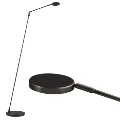 Moderne vloerlamp/leeslamp zwart LED dim-to-warm