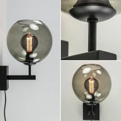 Moderne wandlamp met smoke glazen bol incl. snoer