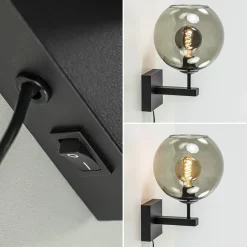 Moderne wandlamp met smoke glazen bol incl. snoer