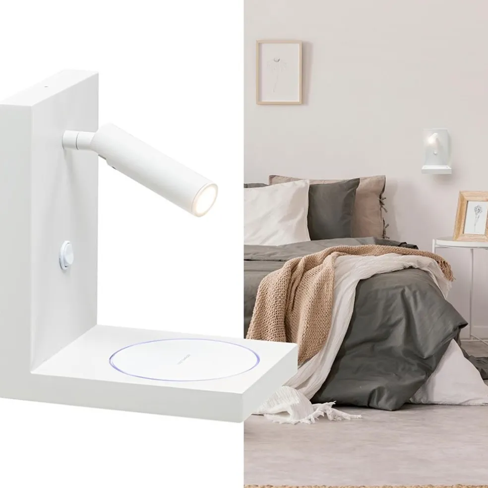 Moderne wandlamp wit inclusief LED en fast charger