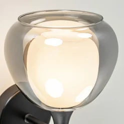 Moderne wandlamp zwart met smoke glas