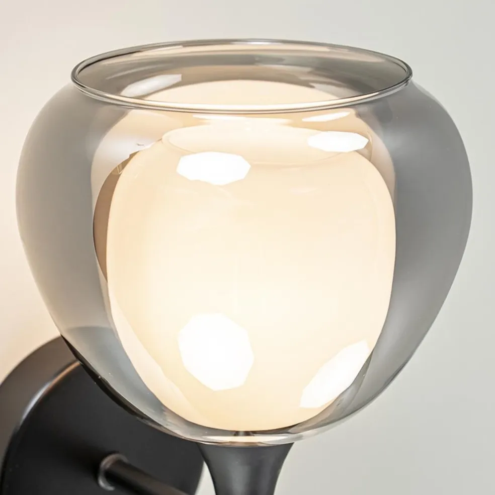 Moderne wandlamp zwart met smoke glas
