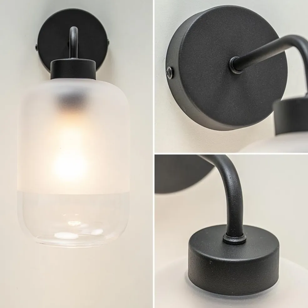 Moderne wandlamp zwart met helder/mat glas