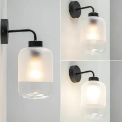 Moderne wandlamp zwart met helder/mat glas