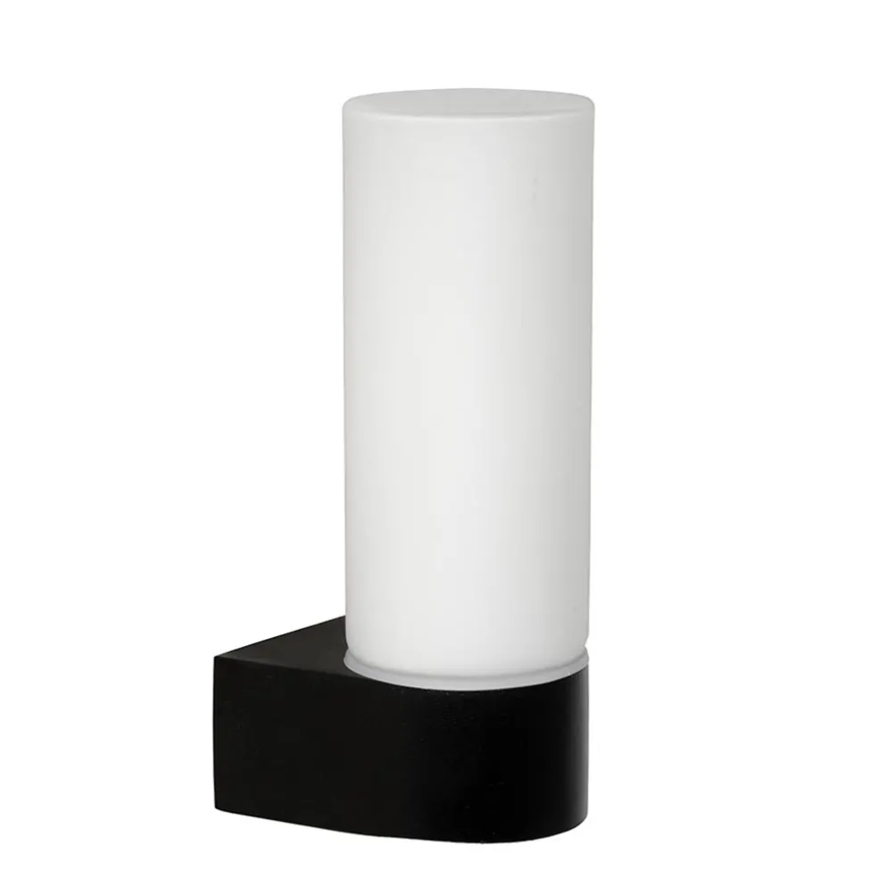 Moderne wandlamp zwart met opaal glas IP44
