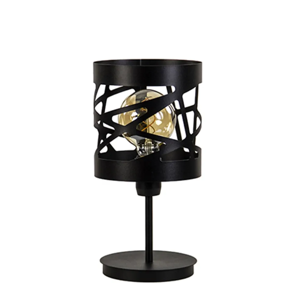 Moderne zwarte tafellamp rond metaal