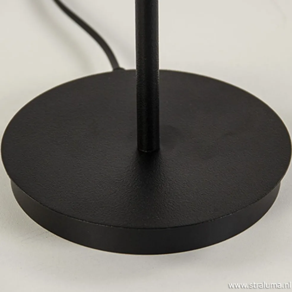 Moderne zwarte tafellamp rond metaal