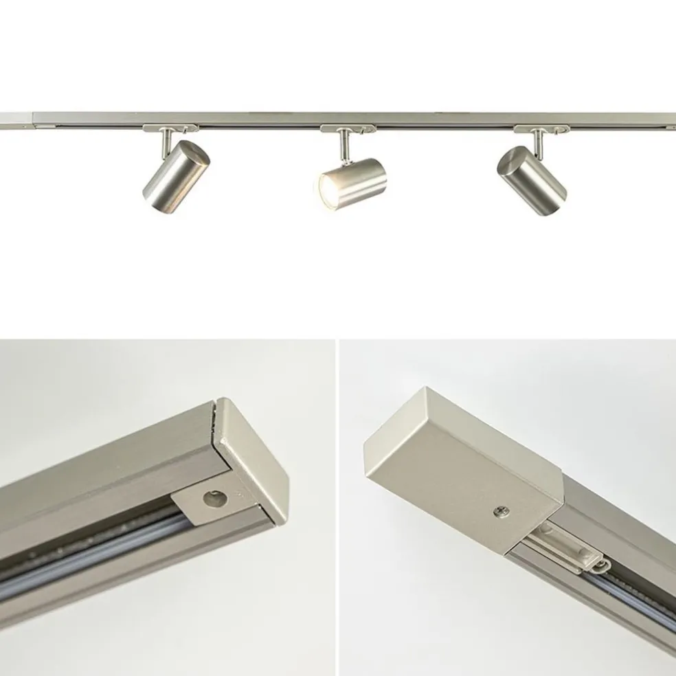 Nikkel railsysteem met spots 1-fase