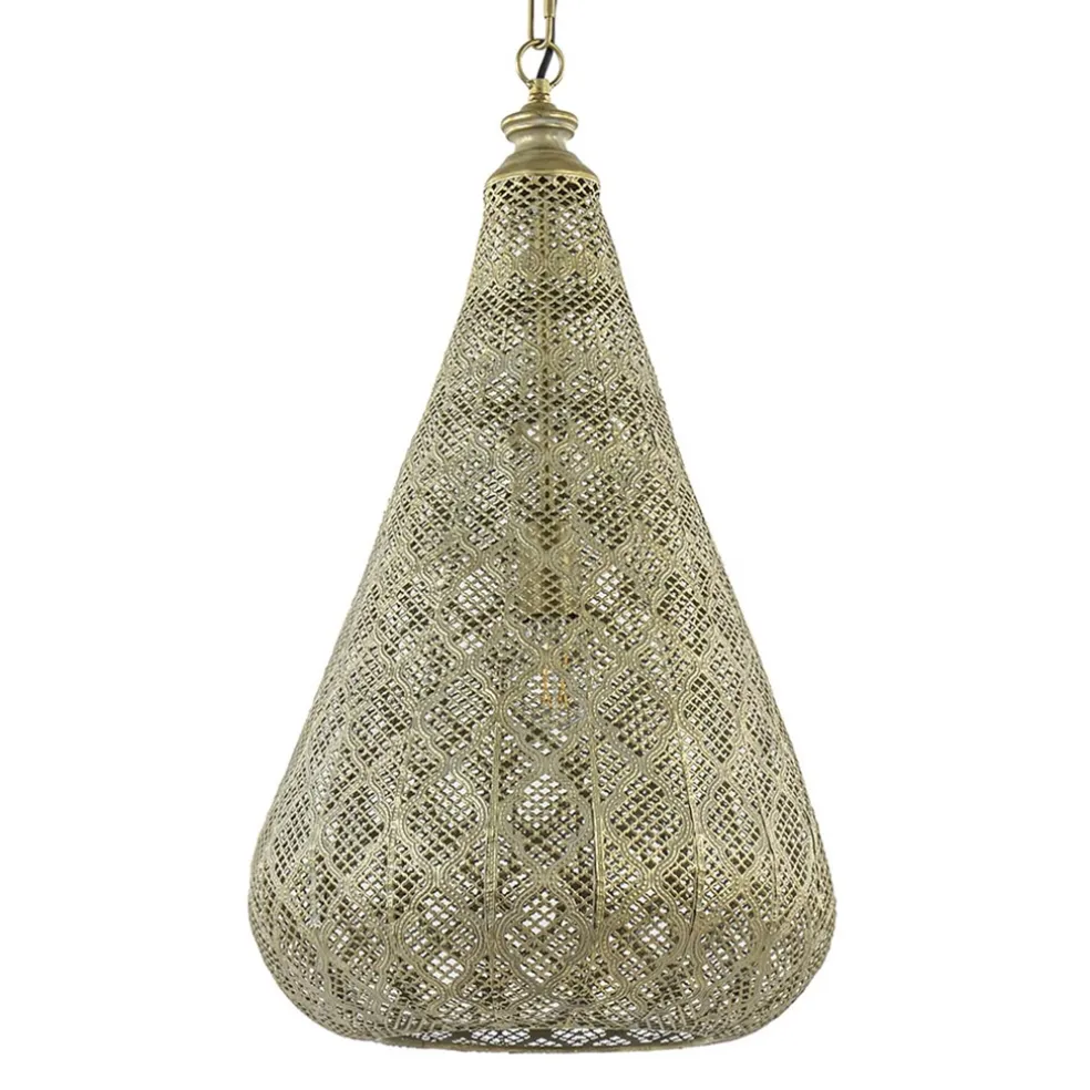 Oosterse hanglamp kegel goud groot