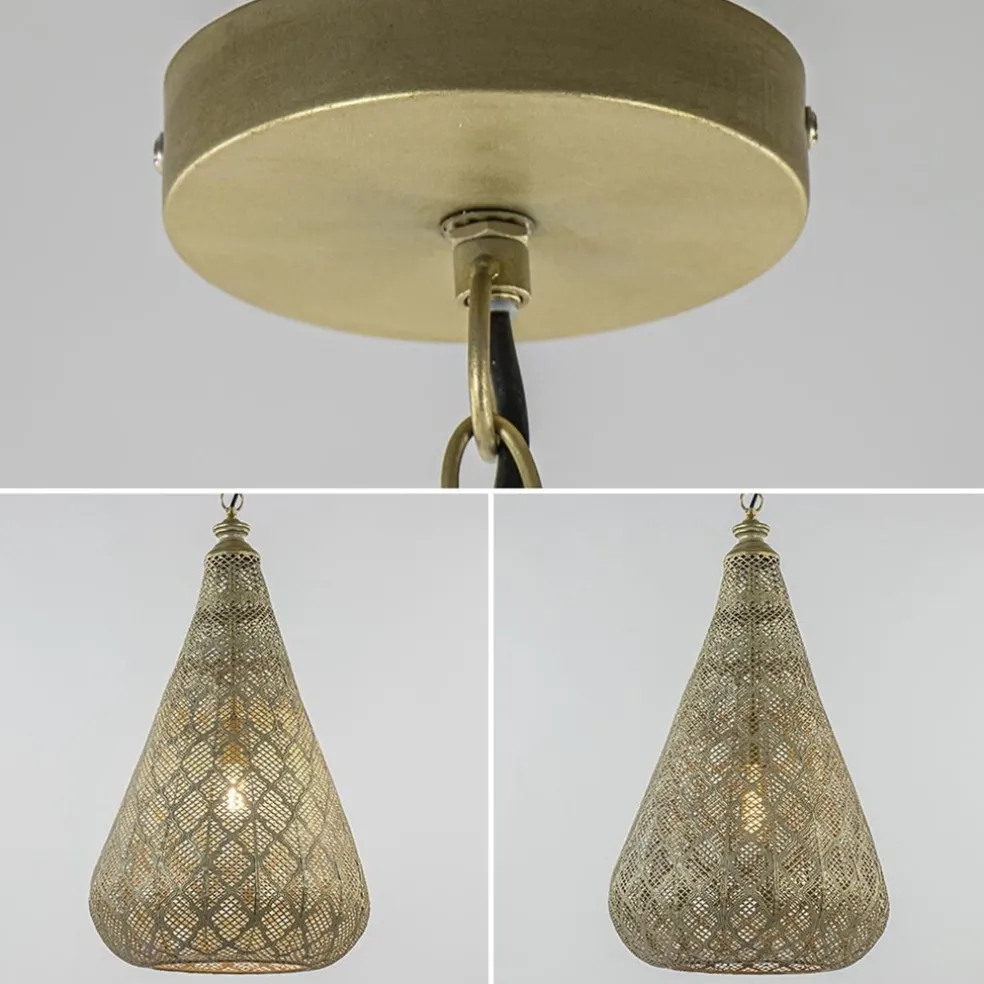 Oosterse hanglamp kegel goud groot