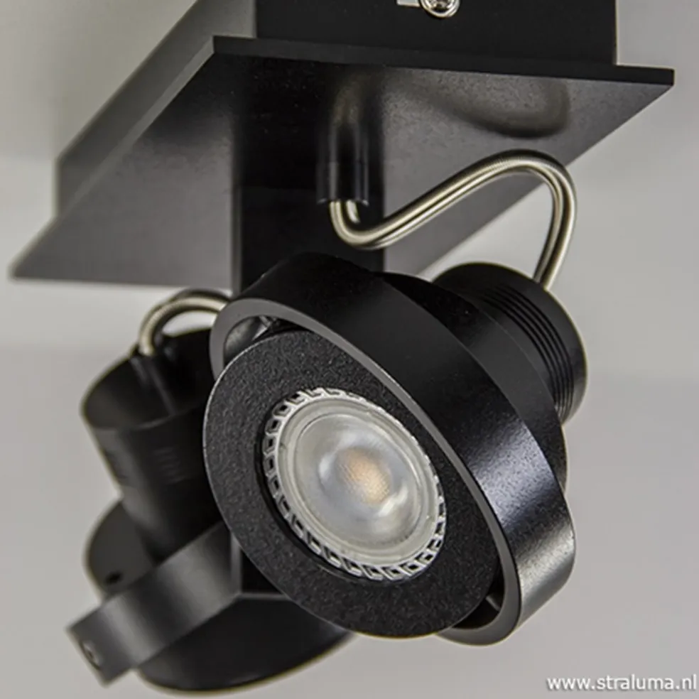 Opbouwspot balk zwart 2-lichts gu10 incl