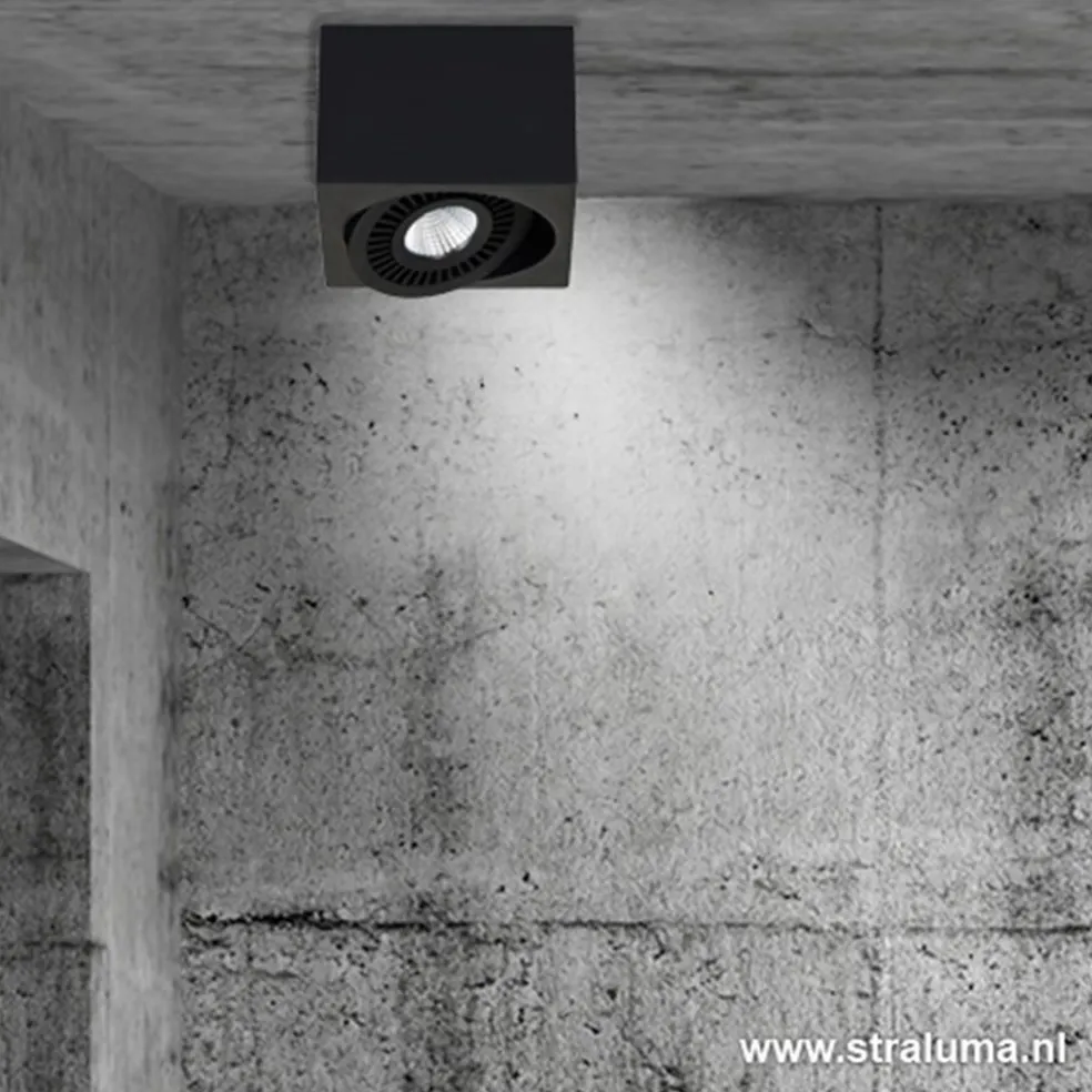 Opbouwspot box zwart 1-lichts led