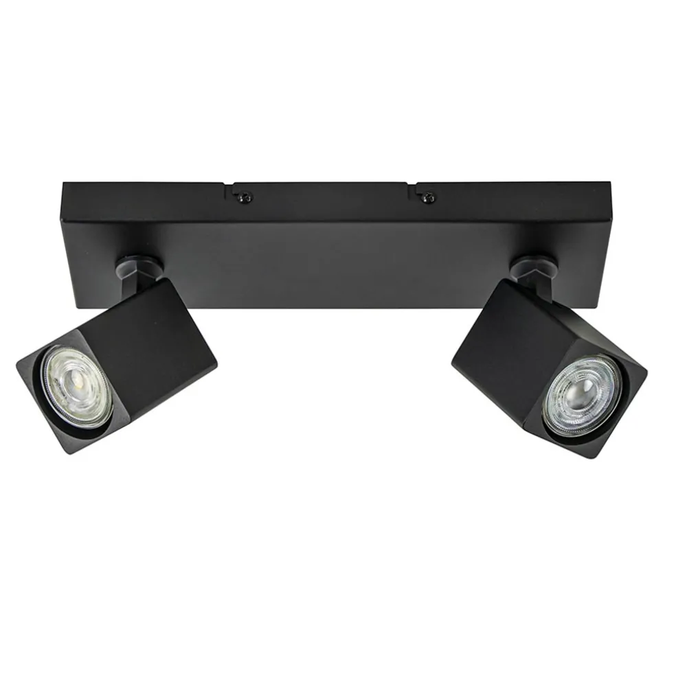Opbouwspot 2-lichts balk zwart