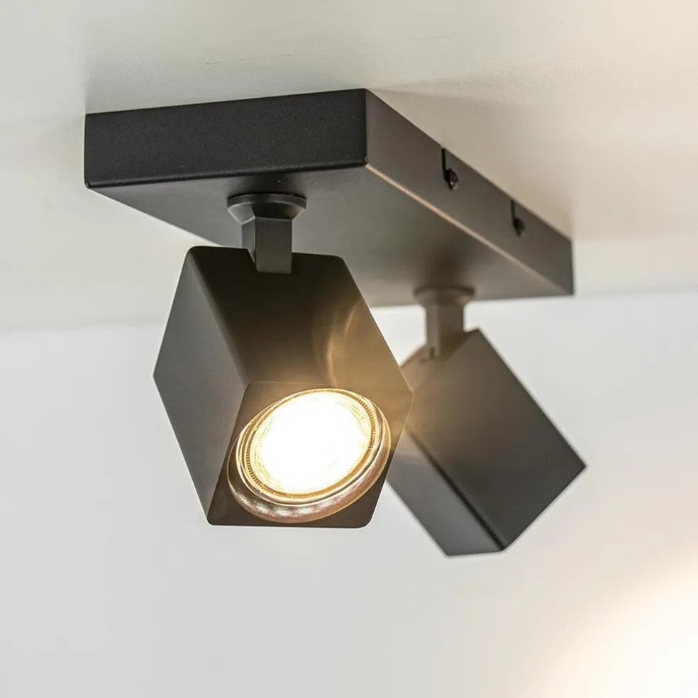 Opbouwspot 2-lichts balk zwart