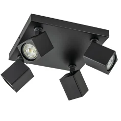 Opbouwspot 4-lichts vierkant zwart verstelbaar