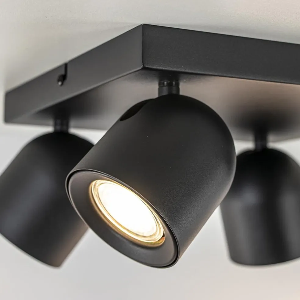 Opbouwspot 4-lichts vierkant zwart GU10