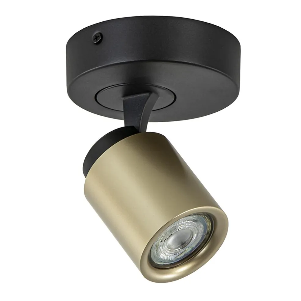 Opbouwspot 1-lichts zwart/goud GU10