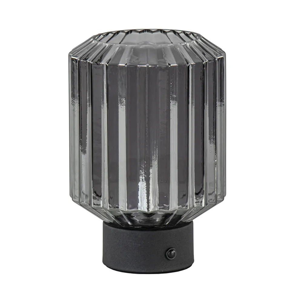 Oplaadbare LED tafellamp op batterij titanium/zwart