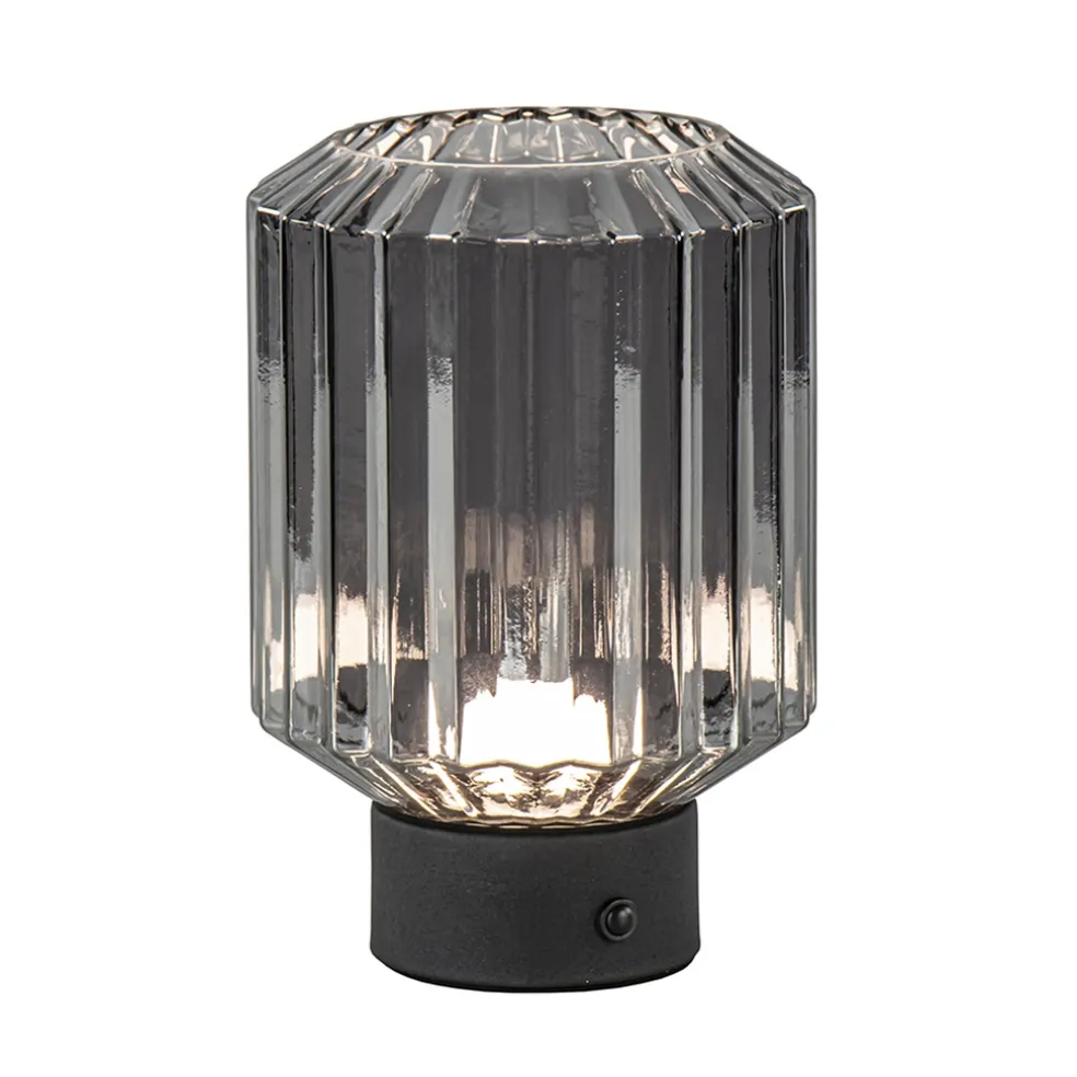 Oplaadbare LED tafellamp op batterij titanium/zwart