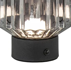 Oplaadbare LED tafellamp op batterij titanium/zwart