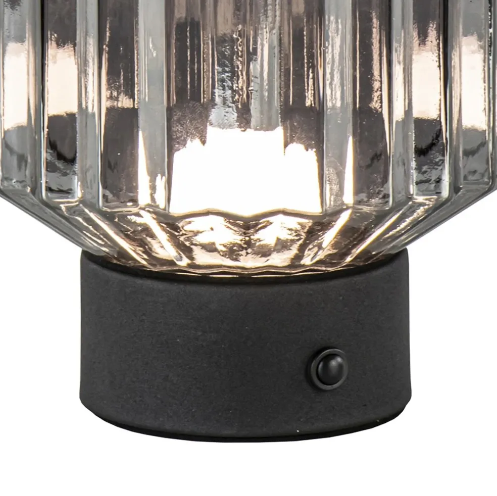 Oplaadbare LED tafellamp op batterij titanium/zwart