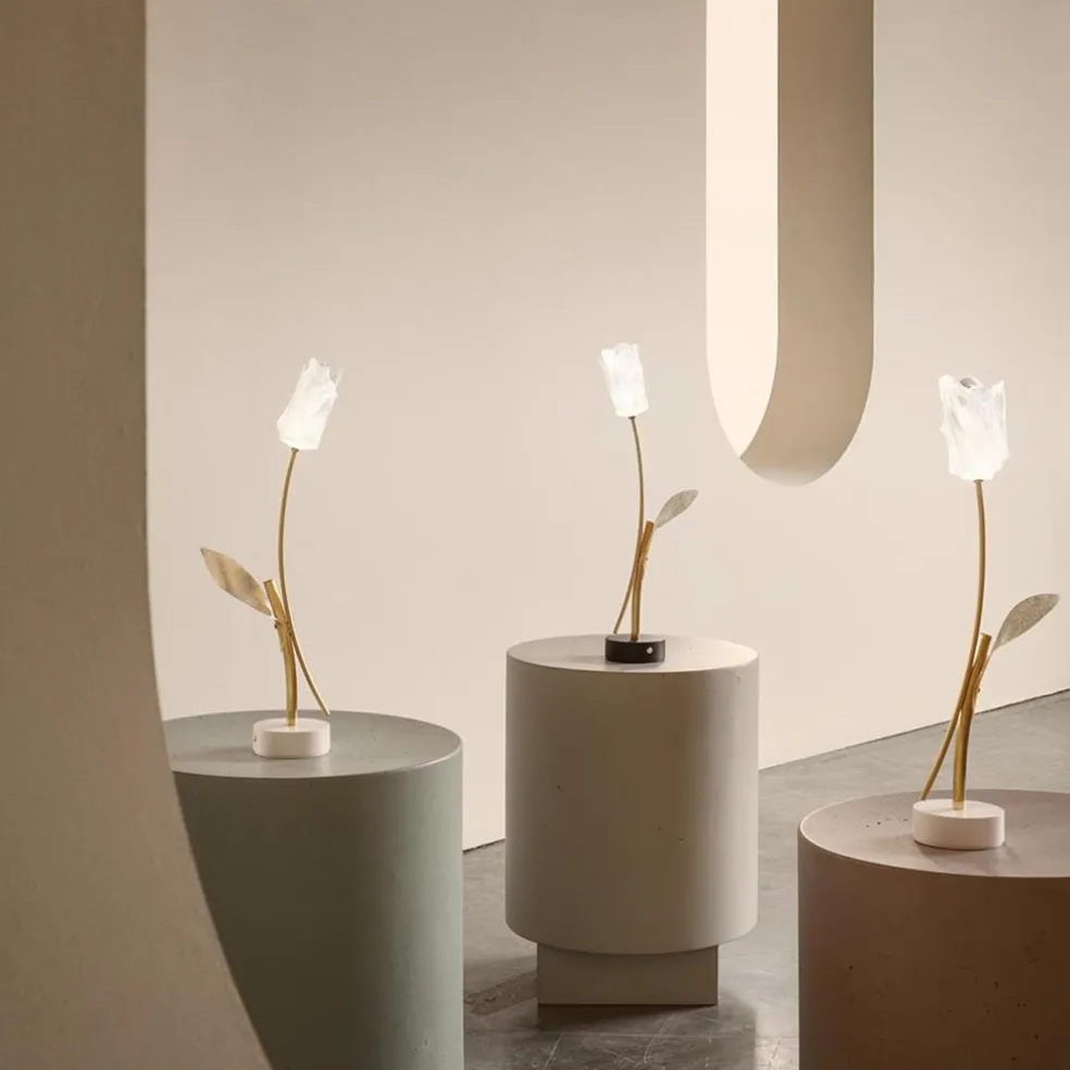 Oplaadbare LED tafellamp Tullip wit/goud