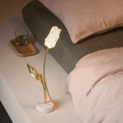 Oplaadbare LED tafellamp Tullip wit/goud