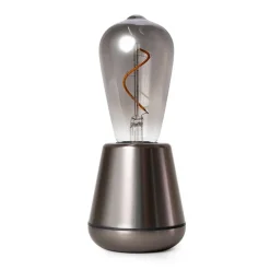 Oplaadbare tafellamp titanium met smoke lichtbron