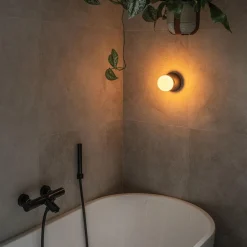 Oplaadbare wandlamp zwart incl frosted lichtbron