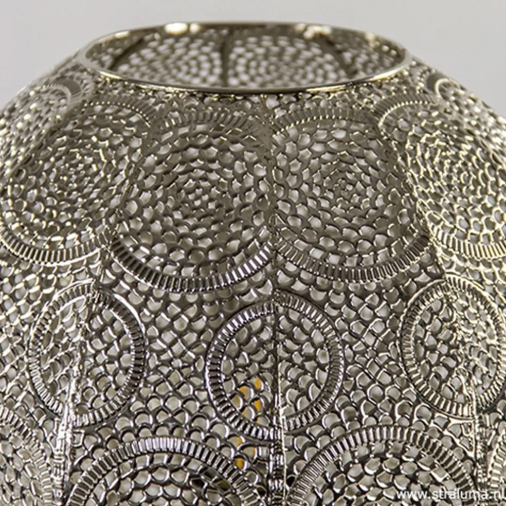 Oriental tafellamp bol oud zilver