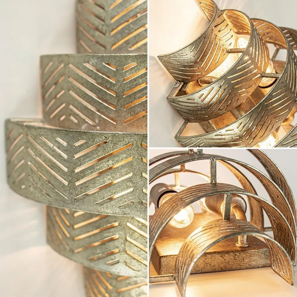 Oud zilveren wandlamp metaal excl snoer