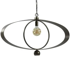 Ovale hanglamp brons metaal E27 + GU10