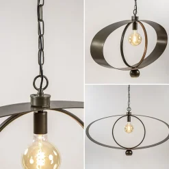 Ovale hanglamp brons metaal E27 + GU10
