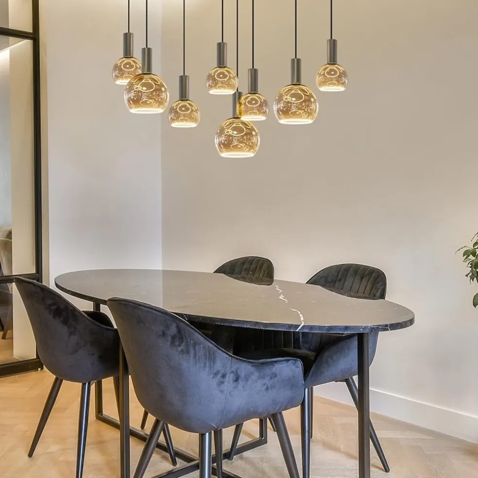 Ovale hanglamp platinum exclusief E27 lichtbronnen