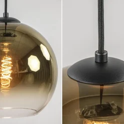 Ovale 5-lichts hanglamp met glazen bollen gold gradient