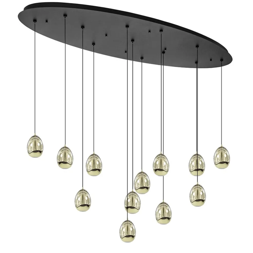 Ovale 12-lichts LED hanglamp Golden Egg