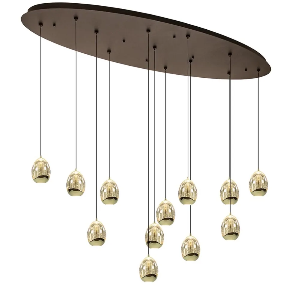 Ovale 12-lichts LED hanglamp Golden Egg