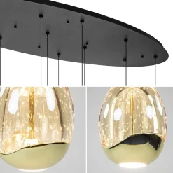 Ovale 12-lichts LED hanglamp Golden Egg