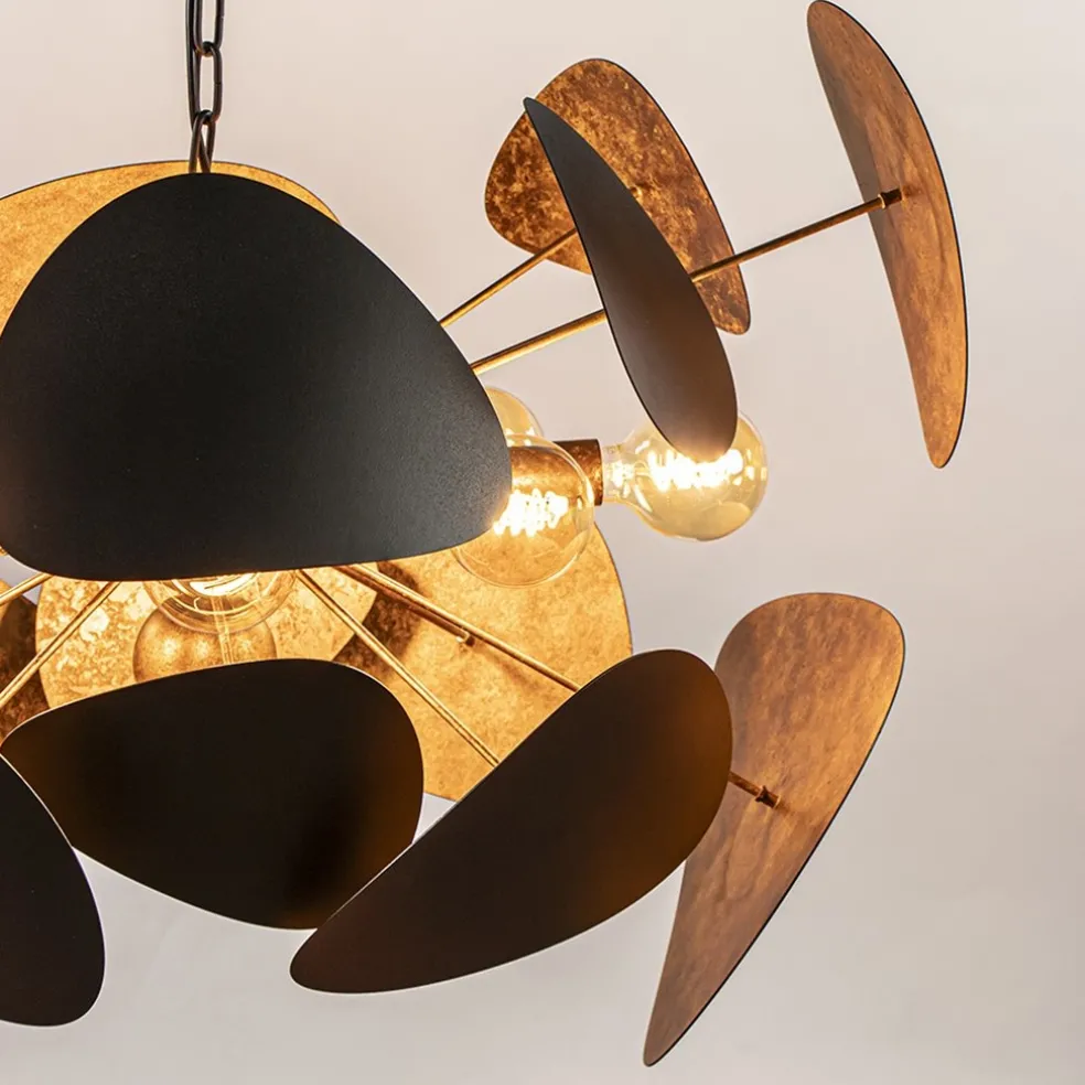 Ovale videlamp textured black met ambachtelijk brons