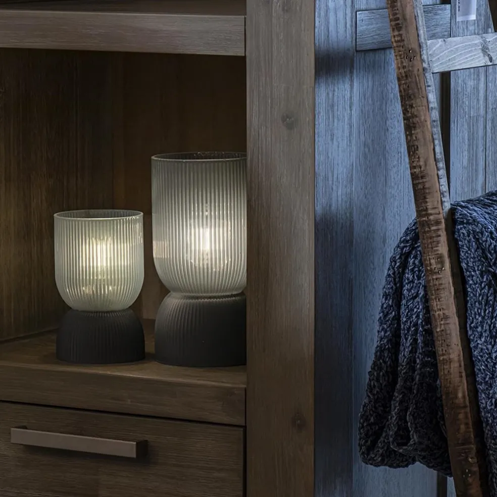 Phoebe kleine light and living tafellamp blauw-grijs op batterijen