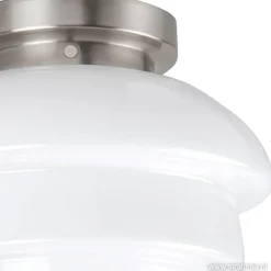 Plafondl. nikkel wit glas, keuken-hal