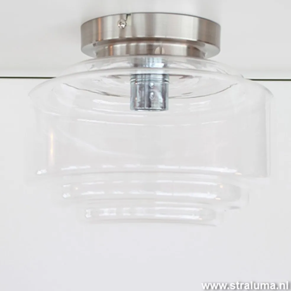 Plafondlamp Art Deco helder glas