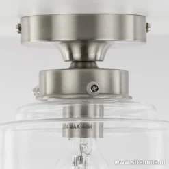 Plafondlamp Art Deco klein helder glas