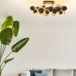 Plafondlamp Bubble 8l 76cm amber/grijs