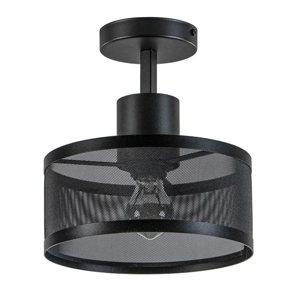 Plafondlamp cilinder geperforeerd zwart